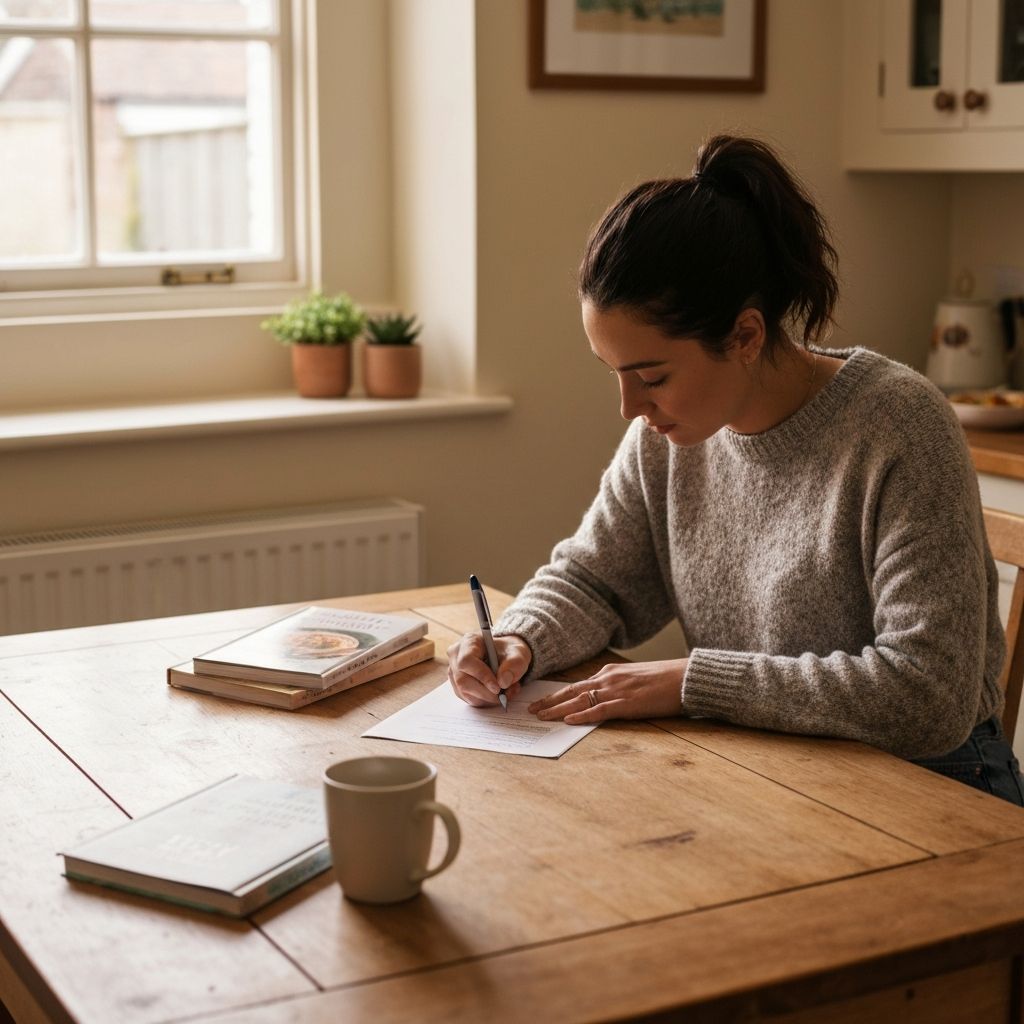 Person planning a simple meal at home during weeknight preparation